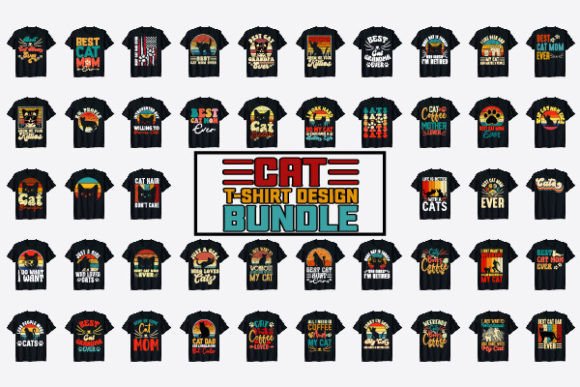 Retro Vintage Cat T-Shirt Design Bundle