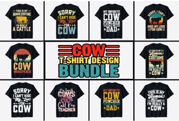 Retro Vintage Cow T-shirt Design Bundle: A Must-Have for Merchandise Creators