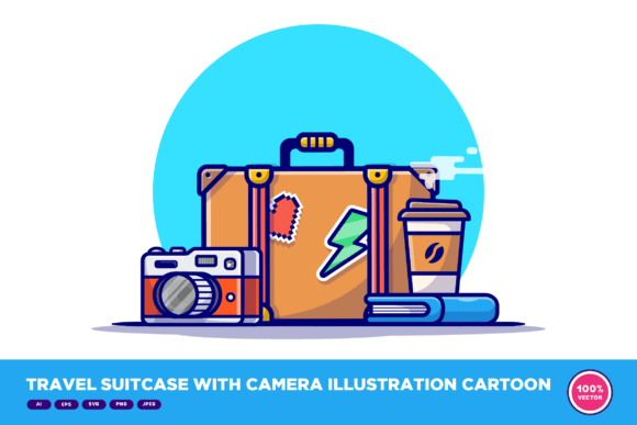 Travel Suitcase with Camera Illustration: A Versatile Design Asset for Modern Creators