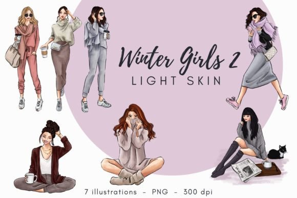 Winter Girls Light Skin Clipart PNG: A Versatile Digital Asset for Creative Projects